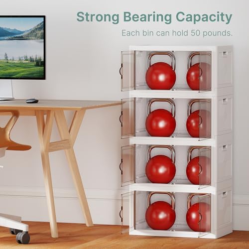 UAMFURI 192QT Lockable Plastic Storage Bins, 4 Pack Collapsible Cabinets - Image 6
