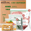 BEIDOU-PAC Combo Storage Zip Bags 350 Count, Resealable Variety Pack With Organizer, Reclosable Clear Plastic Snack, Sandwich, Quart, Gallon Assorted Size Bags by BEIDOU-PAC