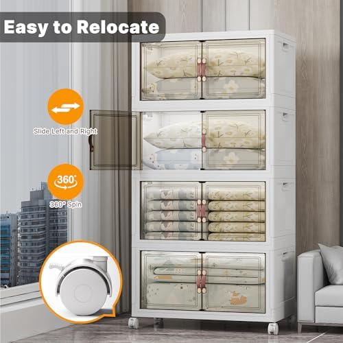 UAMFURI 700QT Stackable Storage Bins with Lids, Storage Cabinet with Wheels - Image 4
