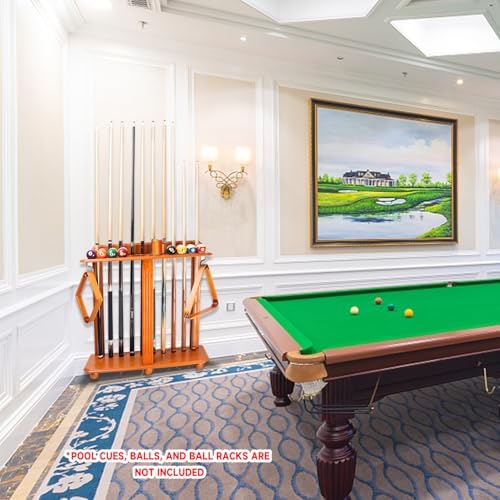GSE Floor Stand Billiard Pool Cue Racks Only, Hold 10 Cues, Oak - Image 6