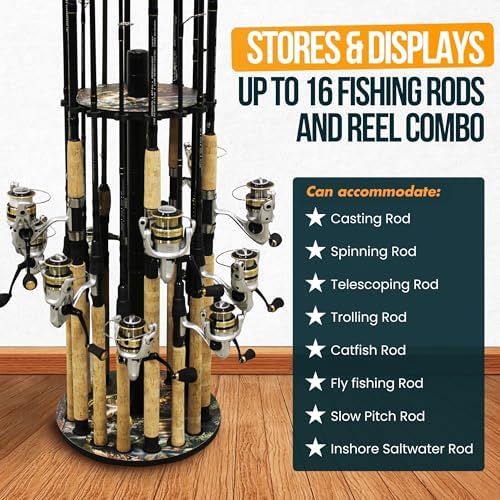 Rush Creek Creations 16-Rod Round Fishing Rod Holder for Garage, Tackle Box - Image 4