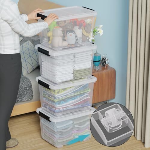50 Quart Clear Large Storage Totes with Wheels, Plastic Storage Box with Lid, 4-Pack - Image 6