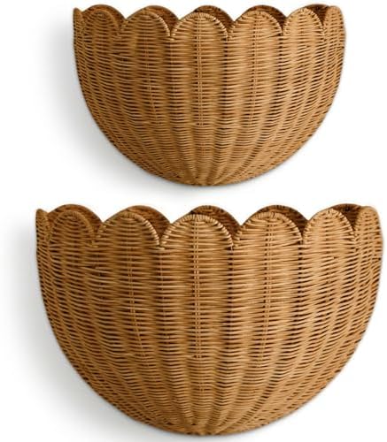 BEBE BASK The Original Scalloped Wicker Wall Basket – Set of 2 (16x10x7 In) by BEBEBASK%C2%AE