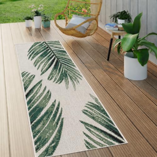 Paco Home Outdoor Rug Beige Green with Floral Palm Leaf Design Waterproof, Size: 2' x 6' by PacoHome