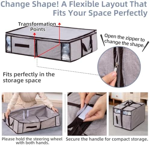 TAILI Under Bed Vacuum Storage Bags for Comforters,41x17.7x6",Cationic Grey - Image 4