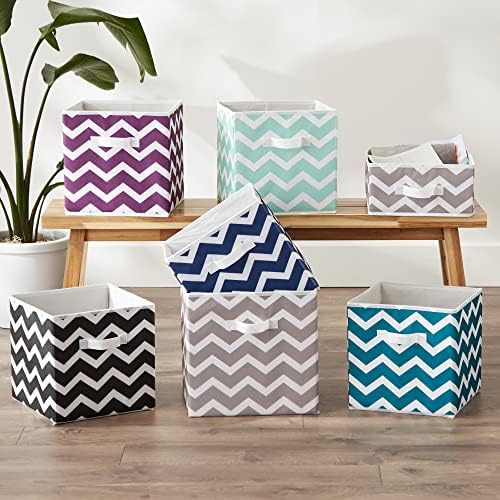 DII Non Woven Polyester Storage Bin, Chevron, Gray, Large Set of 2 - Image 6