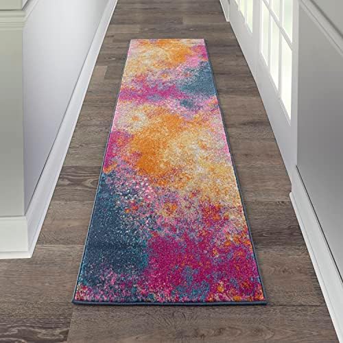 Nourison Home Passion Sunburst 2'2" x 12' Area Rug - Easy Clean, Non Shedding, Bed Room, Living Room, Dining Room, Kitchen (12' Runner) by NourisonHome