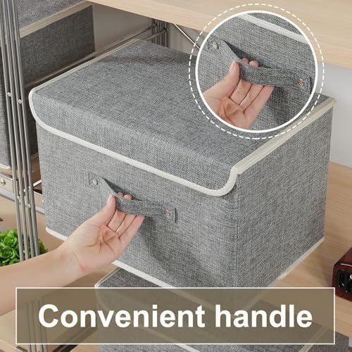 Foldable Fabric Storage Cubes with Lids,Grey 15x9.8x9.8in,5 Pack - Image 6
