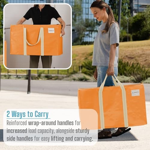 VENO 10 Pack Heavy Duty Moving Bags, Extra Large Storage Bags with Reinforced Handles & Strong Zippers, Foldable & Reusable Moving Box Alternative for Clothes & Dorm Storage - Image 6