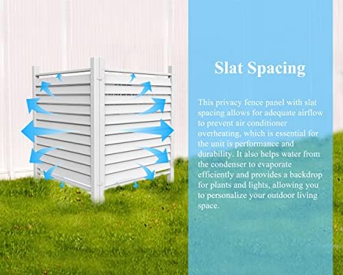 36" W X 45" H Reinforced White Vinyl Privacy Fence, Double Windproof Air Conditioner Fence Trash Can Fence, Louvered Vinyl Screen Panel Kit (1 Panels) - Image 6