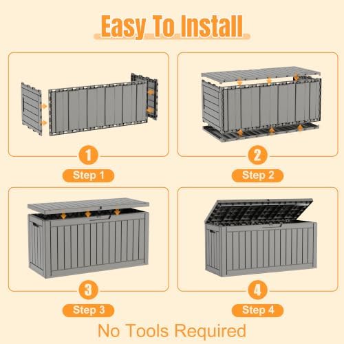 Outdoor Storage Box,120 Gallon Waterproof Resin Patio Deck Box - Image 7