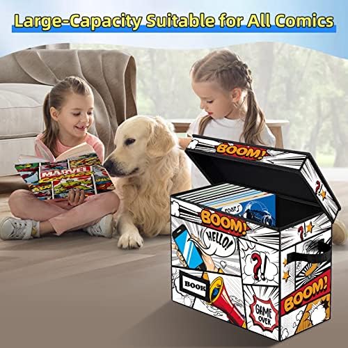 10 Pack Collection Comic Book Storage Boxes, Protector Organizer 15.8" X 7.8" X 11.8" Collapsible Short Box Holds 160-180 Comic Book Heavy Duty Bin Container Holder Shelf - Image 2