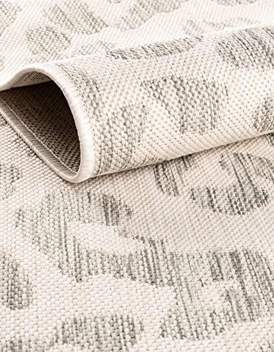 Unique Loom Outdoor Safari Collection Area Rug - Leopard (3' x 5' 3" Rectangle, Ivory Gray) - Image 6