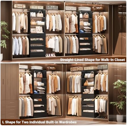 Aheaplus Closet System, Wood Closet Organizer System with Drawers, Black - Image 4