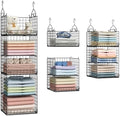 Yuyetuyo 5 Tier Closet Hanging Organizer and Storage Separable Hanging Closet Shelves with 4 Hooks 2 Adjustable Dividers, Wire Storage Basket Bins for Clothing Sweaters Socks Dolls Handbags, Foldable by Yuyetuyo