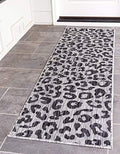 Unique Loom Outdoor Safari Collection Area Rug - Leopard (2' x 6' 1" Runner, Light Gray/ Gray) by UniqueLoom
