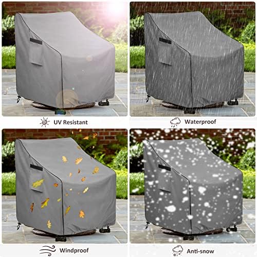 Okcool Patio Chair Covers,Heavy Duty 600D Outdoor Furniture Covers Fits up to 35" W x 37" D x 38.5" H inches -2 Pack,Grey - Image 7