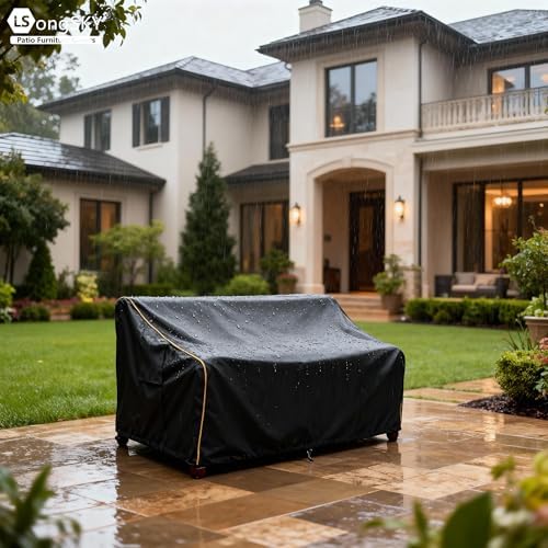 Patio 3-Seater Sofa Cover,Outdoor Couch Cover Fits up to 85W x 38D x 35H Inches,100% Waterproof Heavy Duty Patio Furniture Covers,Black - Image 5