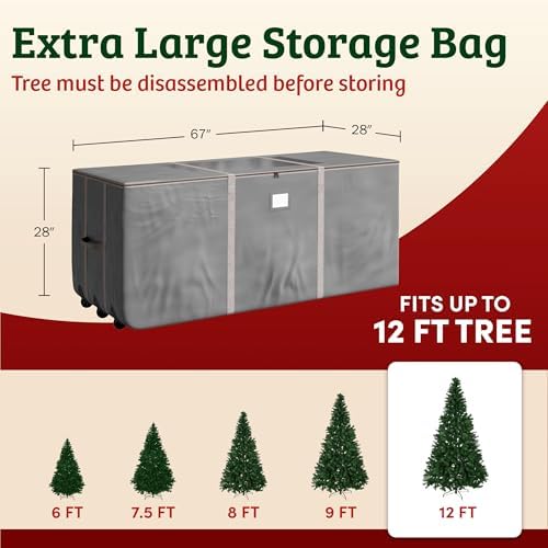 Christmas Tree Storage Bag - Rolling Bag for 12FT Disassembled Artificial Trees, Seasonal Decor, Packing, Moving, and Home Storage by Elf Stor (Gray) - Image 3