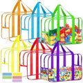 6 Colors XXL Toy Storage Bags with Labels Reusable Clear Toy Organizer by OPELETNNT