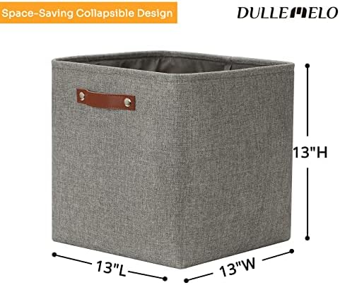 DULLEMELO Cube Storage Boxes,13 inch Fabric Baskets Closet Storage Bins for Home Organization and Storage,Stackale Gift Baskets Empty for Nursery Clothes Toys Kids Storage(Grey) - Image 2