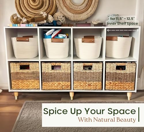 CHI AN HOME 11x11 Wicker Storage Cubes Storage Baskets For Shelves Set 4 - Image 3