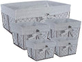 DII Farmhouse Chicken Wire Storage Baskets with Liner, Set of 5, Rustic Ticking Stripe, Assorted Sizes by DII