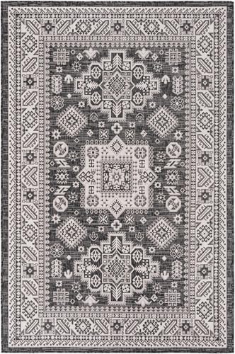 Rugs.com - Outdoor Aztec Rug – 5' 3 x 8' Charcoal Gray Indoor/Outdoor Rug – Perfect for Patios, Decks, and Porches - Image 3