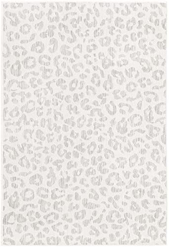 Unique Loom Outdoor Safari Collection Area Rug - Leopard (4' 1" x 6' 1" Rectangle, Ivory Gray) - Image 3