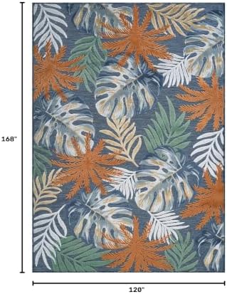 Luul Home Floral Indoor Outdoor Rugs 10x14 Large Area Rug for Living Room, Patio Decor, Kitchen, and Entryway Rug, Washable Stain Resistant Outside Carpet Midnight 10 x 14 - Image 2
