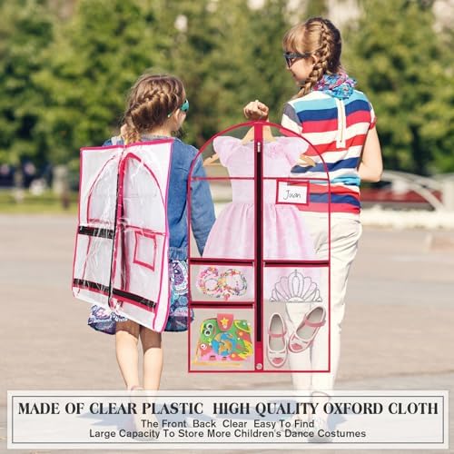 FoldTier 8 Pcs Clear Dance Costume Garment Bags for Dancers, 40 Inch, Pink - Image 6
