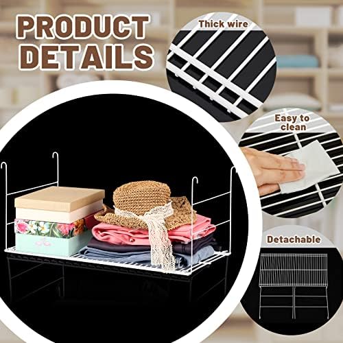 Amylove 4 Pieces 24 Inch Hanging Closet Shelves White Wire Hanging Shelf Universal Long Wire Shelf Basket Closet Organizers and Storage for Clothing Sweaters Shoes Handbags Clutches Accessories - Image 4