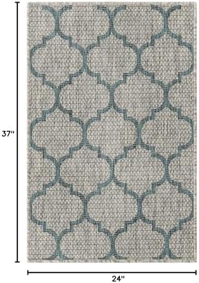 Unique Loom Outdoor Trellis Collection Area Rug (2' x 3' 1" Rectangle, Gray/ Ivory) - Image 2
