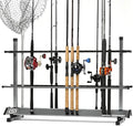 Savior Equipment Fishing Rod Rack Holder Organizer, 24-48 Slots to Hold Fresh Salt Water Spinning Rods & Reel Combo, Lightweight Aluminum Vertical Fish Pole Garage Storage Ground Display Stand by SaviorEquipment