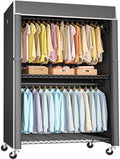 FUTASSI Black Clothing Rack with Dark Gray Cover, P1C Plus Rolling Closet by FUTASSI