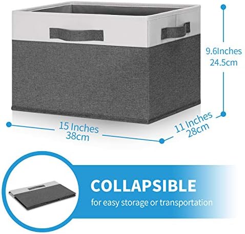 GhvyenntteS 6 Pack Fabric Storage Bins, 15x11x9.6 inch Closet Storage Bins for Shelves with 3 Handles, Foldable Storage Baskets for Shelves, Sturdy Closet Organizers and Storage - Image 3