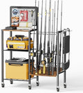 Olakee Fishing Rod Holders, Rolling Fishing Rod Rack for Garage & Boat, Tackle Box & Reel Holder Cart, Easy Assembly Fishing Gear Management System, Ideal Birthday Gift for Men Dad Anglers by Olakee