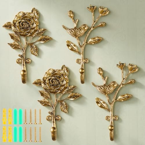 4 Pack Vintage Bird Hooks for Wall Decorative Hooks,5.8 to 6.5 in by Unknown