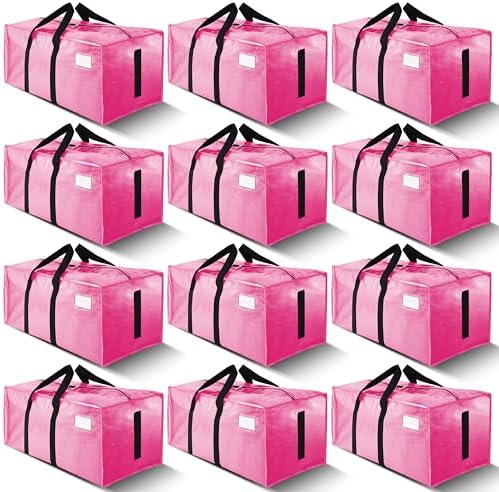 HOMESURE Supports 200lbs Heavy Duty Moving Bags - Strong Zipper & Wrap-Around Handles - Water-Resistant Storage Totes, Durable Alternative to Moving Boxes - 12 Pack - Pink by testVendor01-gamma