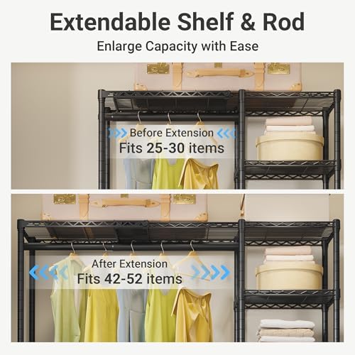 VIPEK X2 Expandable Clothes Rack Portable Closet Organizer System Black - Image 6