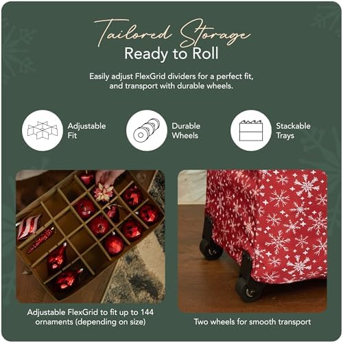 Covermates Rolling Adjustable Ornament Storage Bag, 19.25"W x 13"D x 18.5"H - Image 5