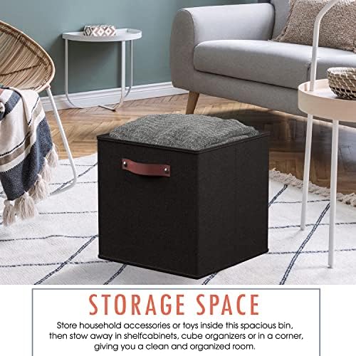 Ornavo Home 11x11 Foldable Fabric Storage Cube Bins, 6 Pack, Black - Image 4