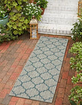 Unique Loom Outdoor Trellis Collection Area Rug (2' 7" x 10' Runner, Gray/ Ivory) by UniqueLoom