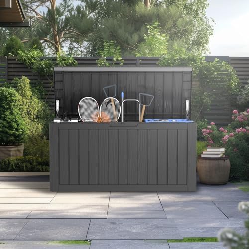 Vixzen 80 Gallon Resin Deck Box, Lockable Outdoor Storage Box for Patio Cushions Storage Furniture,Garden Tools, Pool Supplies, Weatherproof and UV Resistant- Black - Image 5