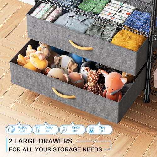 Ulif F3 Heavy Duty Clothes Rack（With Fabric Drawers）Freestanding Clothing Racks for Hanging Clothes，Adjustable Closet Organizer System，Portable Garment Rack 40" W x 15" D x 72" H，Max Load 700LBS，Black - Image 4