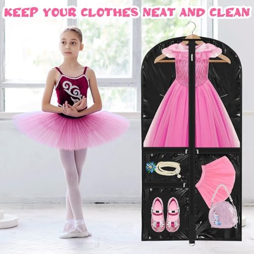 Windyun 10 Pack Garment Bags Costumes Kids 40", Translucent Black - Image 5