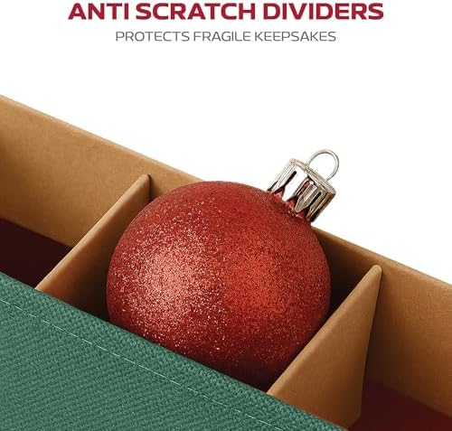 128 Ornament Storage Box, Adjustable Dividers, Stackable Holiday Ornament Organizer with Lid, Durable Fabric Bin for Christmas Decorations – Reinforced Handles, Dustproof, Space-Saving Design - Image 4