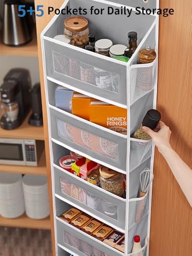 JARLINK Over the Door Organizer for Pantry, Bathroom, 5 Shelf Grey, 2 Pack - Image 6