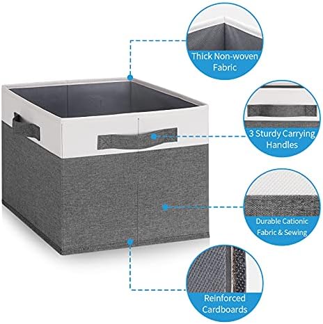 GhvyenntteS 6 Pack Fabric Storage Bins, 15x11x9.6 inch Closet Storage Bins for Shelves with 3 Handles, Foldable Storage Baskets for Shelves, Sturdy Closet Organizers and Storage - Image 4