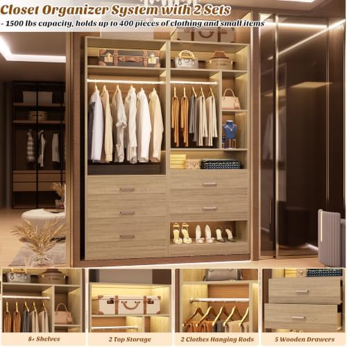 Besiost Closet Systems with 5 Drawers, Closet Organizer System - Image 4
